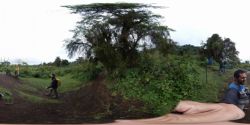 Subiendo al volcán bisoke en el desvío de la tumba de Dian Fossey